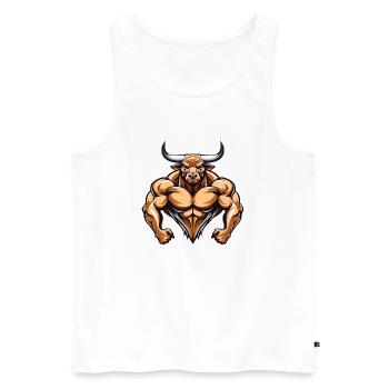 Bulle Stier Muskeln Beast Gym Martial Arts MMA - Männer Premium Bio Tank Top - Weiß - Vorne - Michal (187cm)
