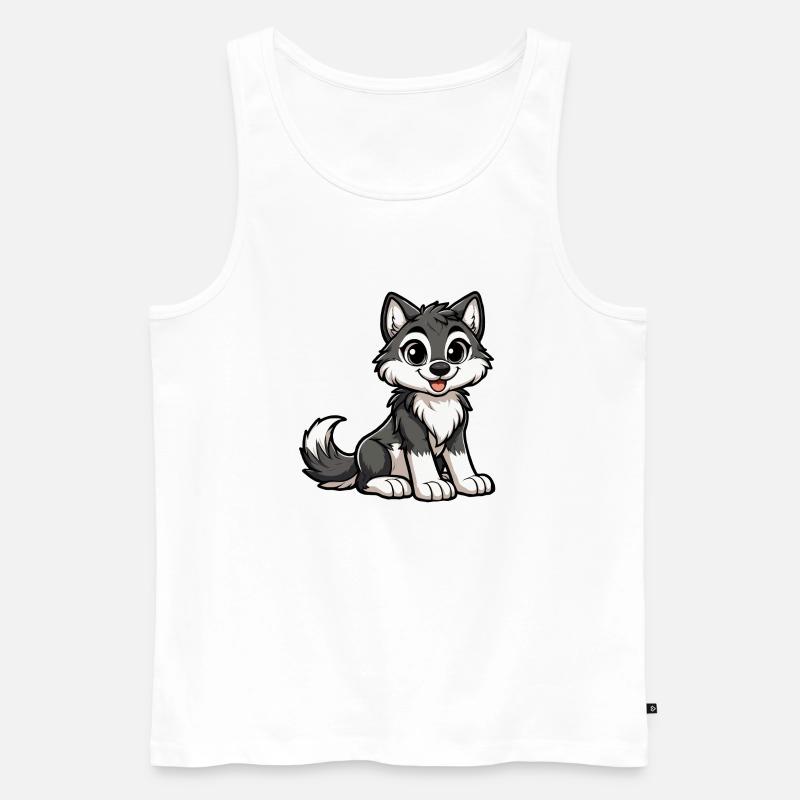 Mädchen-Wolf - Männer Premium Bio Tank Top - Weiß