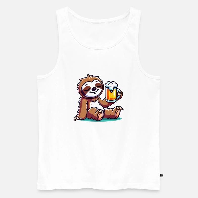 faultier bier comic - Männer Premium Bio Tank Top - Weiß