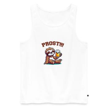 faultier bier comic - Männer Premium Bio Tank Top - Weiß - Vorne - Michal (187cm)