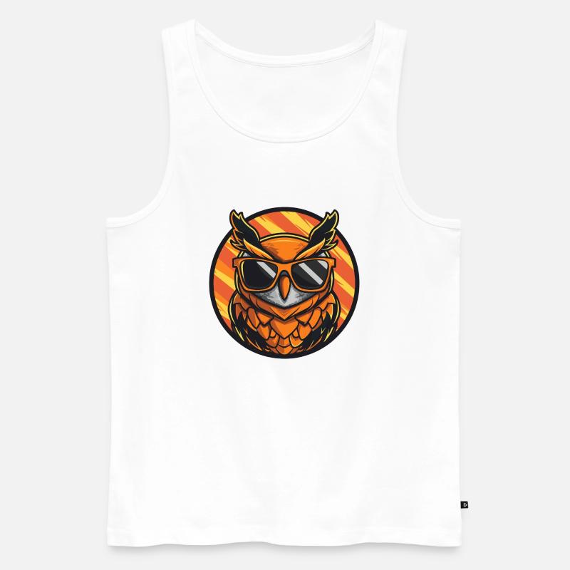 Eule Comic Cool - Männer Premium Bio Tank Top - Weiß