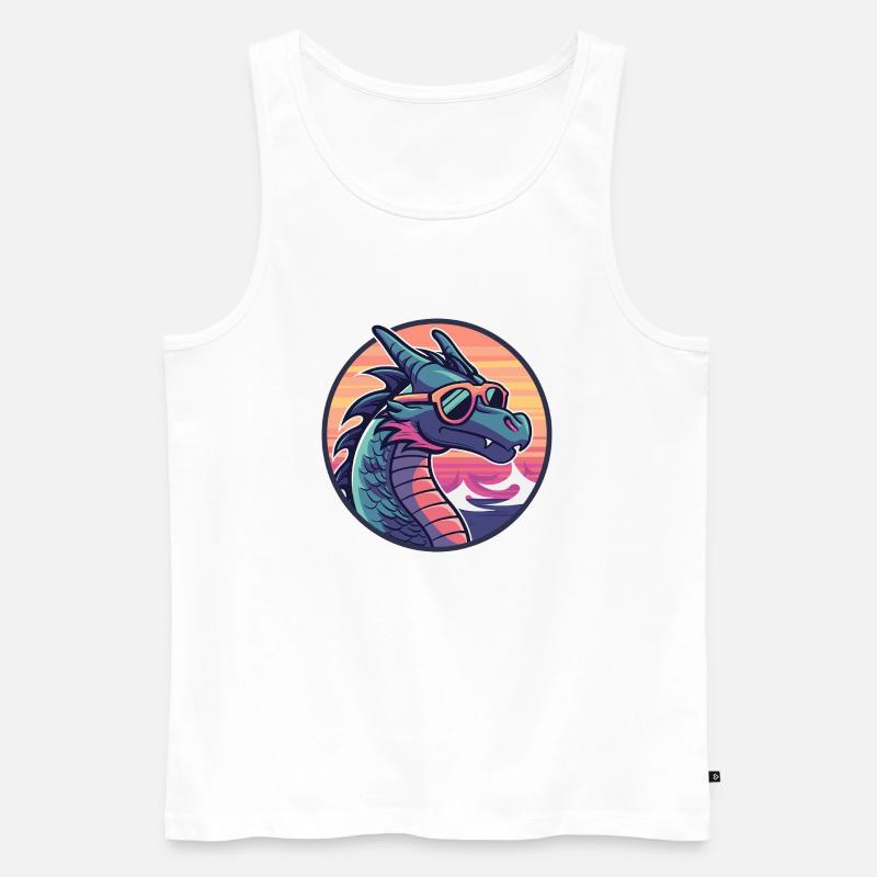 Drache Cool Comic - Männer Premium Bio Tank Top - Weiß
