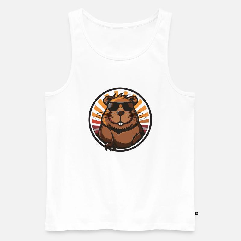 Biber Comic - Männer Premium Bio Tank Top - Weiß