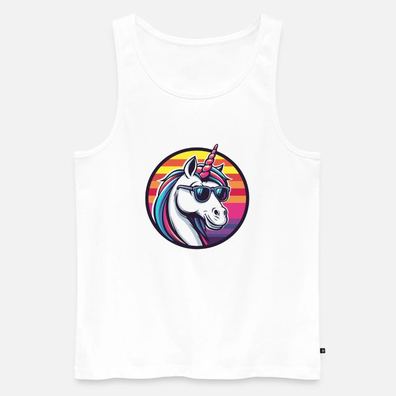 Einhorn Cool Comic - Männer Premium Bio Tank Top - Weiß