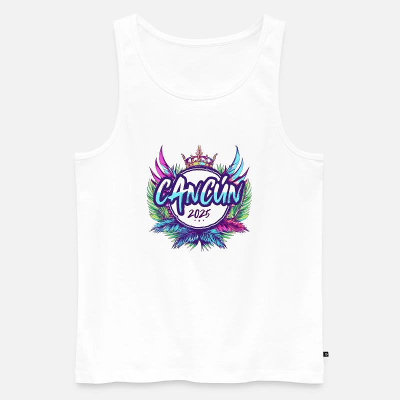 Cancun 2025 Bunt - Männer Premium Bio Tank Top - Weiß
