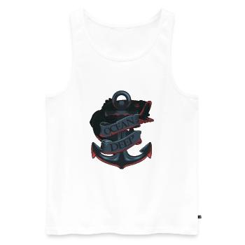 Ocean Deep Anchor - Men's Premium Organic Tank Top - white - Front - AI Model Male 178 light (178cm)