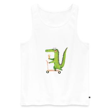 Crocodile sur trotinette - Débardeur bio Premium Homme - blanc - Devant - Michal (187cm)