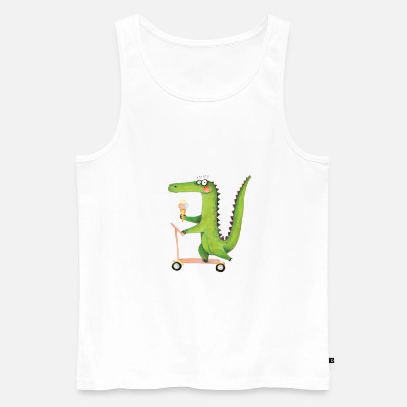 Krokodil auf Roller - Männer Premium Bio Tank Top - Weiß
