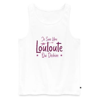 Je suis une Louloute qui Déchire - Débardeur bio Premium Homme - blanc - Devant - Michal (187cm)