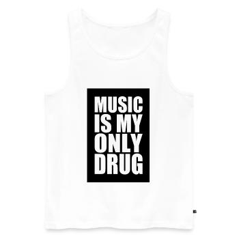 music is my only drug - Débardeur bio Premium Homme - blanc - Devant - AI Model Male 178 light (178cm)