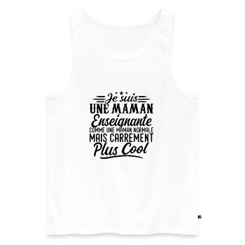 Maman Enseignante: normale, mais en plus badass - Débardeur bio Premium Homme - blanc - Devant - Michal (187cm)