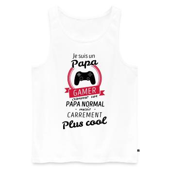 Je suis un papa Gamer - Débardeur bio Premium Homme - blanc - Devant - Michal (187cm)