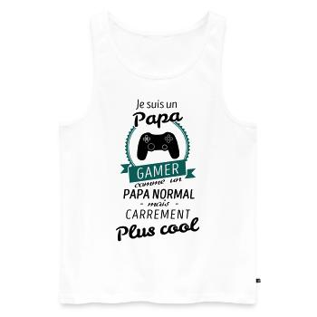 Je suis un papa Gamer cadeau - Débardeur bio Premium Homme - blanc - Devant - Michal (187cm)