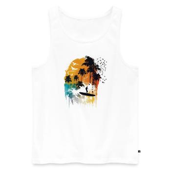 Aquarelle Surfeur - Débardeur bio Premium Homme - blanc - Devant - Michal (187cm)
