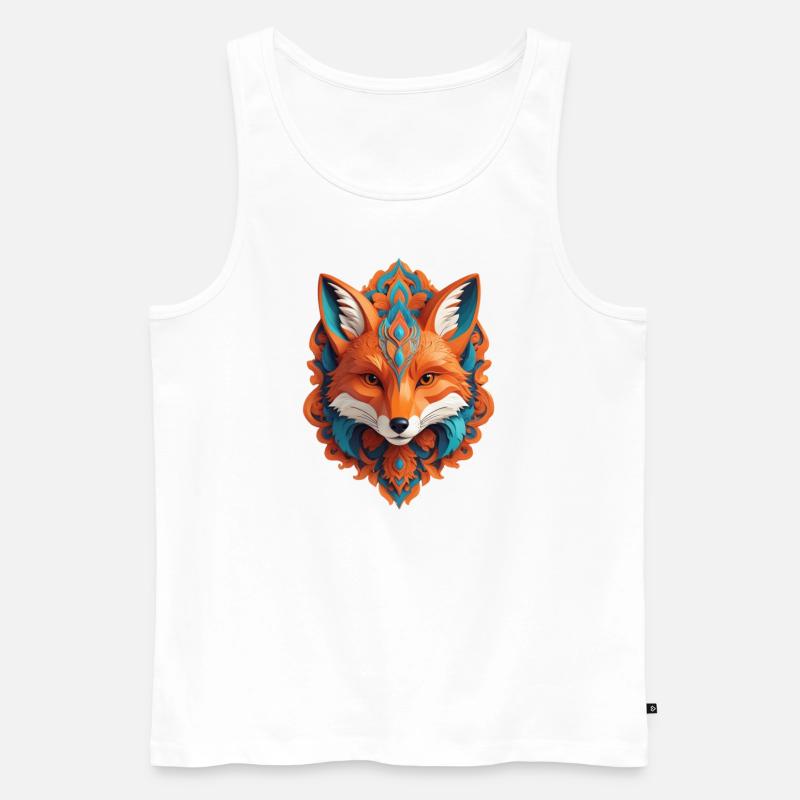 Cyber Fox Head - Men's Premium Organic Tank Top - white