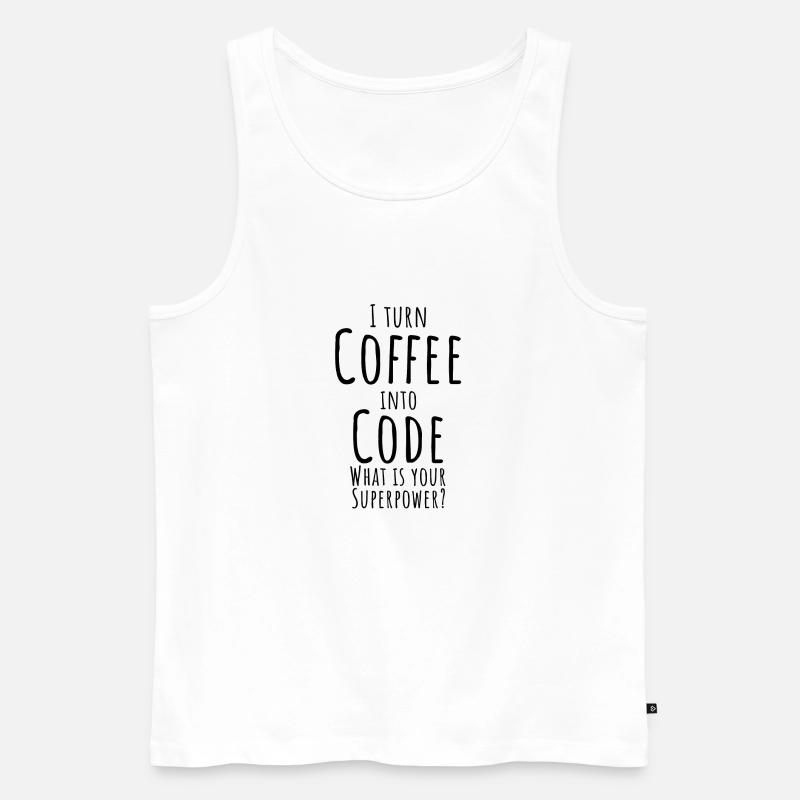 Code en café - informatique - Débardeur bio Premium Homme - blanc