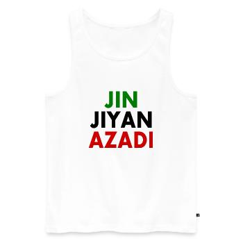 jin jiyan azadi - Männer Premium Bio Tank Top - Weiß - Vorne - AI Model Male 178 light (178cm)