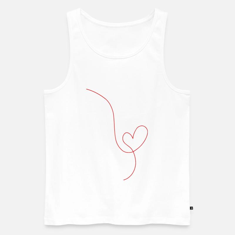 Rote Herzlinienzeichnung - Männer Premium Bio Tank Top - Weiß