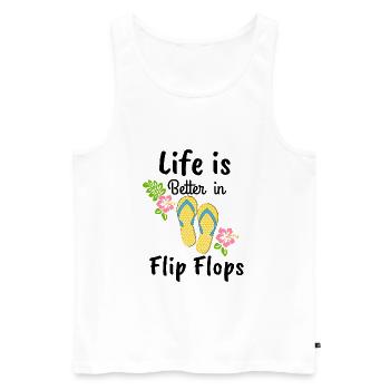 Das Leben ist besser in Flip-Flops - Männer Premium Bio Tank Top - Weiß - Vorne - Michal (187cm)