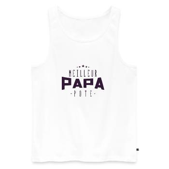 Meilleur Papa, Meilleur Pote | Fêtes des Pères - Débardeur bio Premium Homme - blanc - Devant - Michal (187cm)