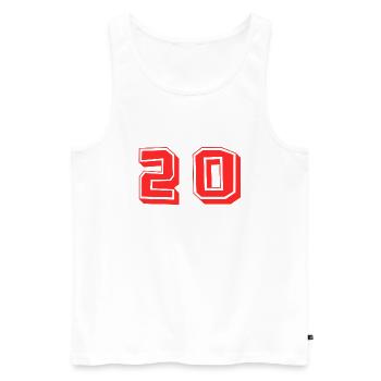 20 JAHRE. 20-jähriges JUBILÄUM. JUBILÄUM 20 JAHRE. 20 - Männer Premium Bio Tank Top - Weiß - Vorne - Michal (187cm)