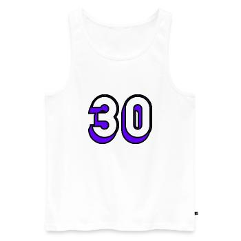 30 YEARS. 30. 30th ANNIVERSARY. 30 YEARS ANNIVERSARY - Men's Premium Organic Tank Top - white - Front - AI Model Male 178 light (178cm)