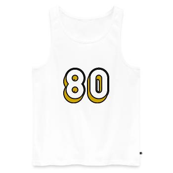 80. 80 YEARS. 80TH ANNIVERSARY. 80 YEARS ANNIVERSARY - Men's Premium Organic Tank Top - white - Front - AI Model Male 178 light (178cm)