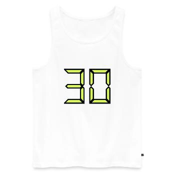 30. 30 YEARS. 30TH ANNIVERSARY. 30 YEARS ANNIVERSARY - Men's Premium Organic Tank Top - white - Front - AI Model Male 178 light (178cm)