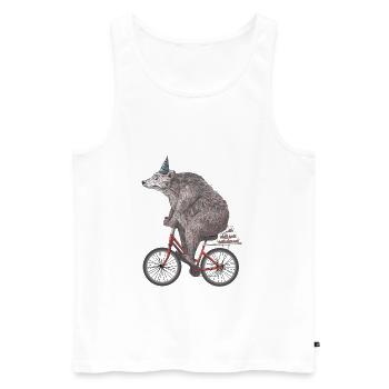 daddy bear riding a birthday day - Men's Premium Organic Tank Top - white - Front - AI Model Male 178 light (178cm)