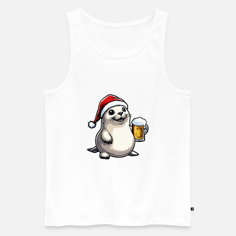 Robbe Tier Bier Xmas Weihnachten - Männer Premium Bio Tank Top - Weiß