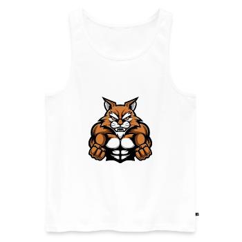 Entraînement des muscles du chat - Débardeur bio Premium Homme - blanc - Devant - Michal (187cm)