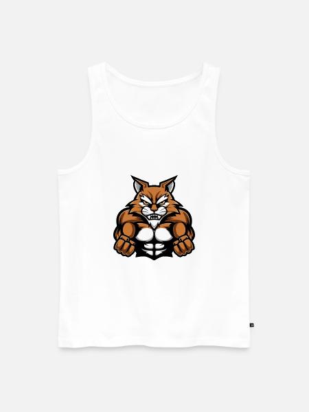Cat Muscles Workout - Men's Premium Organic Tank Top - white