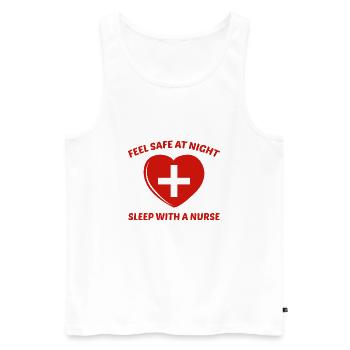 Feel Safe At Night Sleep With A Nurse - Men's Premium Organic Tank Top - white - Front - AI Model Male 178 light (178cm)