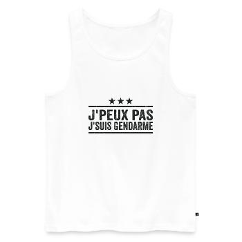 J'peux pas j'suis Gendarme Cadeau Humour - Débardeur bio Premium Homme - blanc - Devant - Michal (187cm)