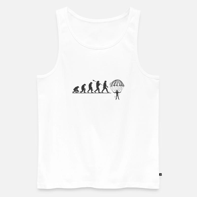 Evolution Fallschirm - Männer Premium Bio Tank Top - Weiß