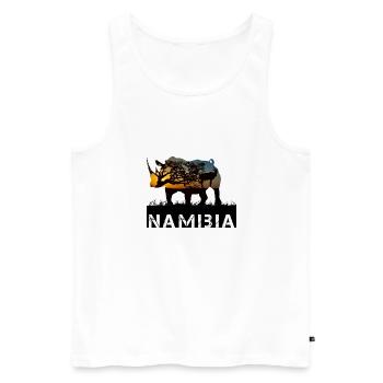 Namibia Rhinocéros - Débardeur bio Premium Homme - blanc - Devant - AI Model Male 178 light (178cm)