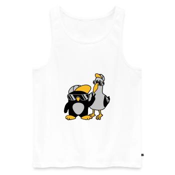 Möwe Pinguin 2 Freunde - Männer Premium Bio Tank Top - Weiß - Vorne - Michal (187cm)
