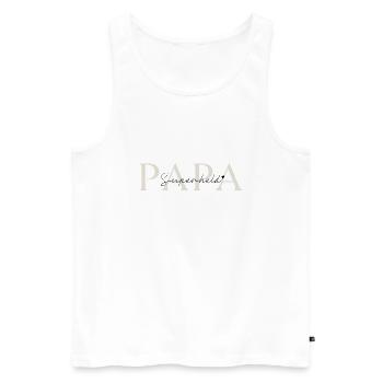 Papa Geschenk für Väter Superheld - Männer Premium Bio Tank Top - Weiß - Vorne - Michal (187cm)