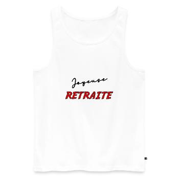 RETRAITE. BONNE RETRAITE. JOYEUSE RETRAITE - Débardeur bio Premium Homme - blanc - Devant - Michal (187cm)