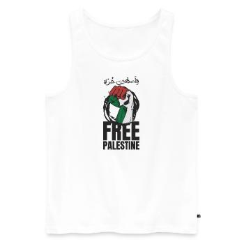 Free Palestine Movement - Men's Premium Organic Tank Top - white - Front - AI Model Male 178 light (178cm)