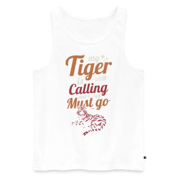 Mein Tiger ruft und ich muss los - Männer Premium Bio Tank Top - Weiß - Vorne - AI Model Male 178 light (178cm)