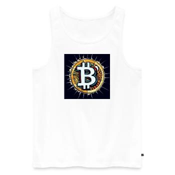 Krypto - Männer Premium Bio Tank Top - Weiß - Vorne - Michal (187cm)