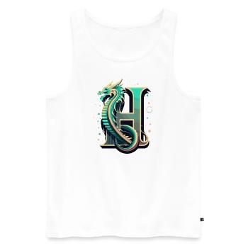 Buchstabe H mit Drache - Männer Premium Bio Tank Top - Weiß - Vorne - AI Model Male 178 light (178cm)