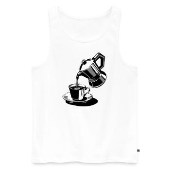 Café moka espresso express personnalisable - Débardeur bio Premium Homme - blanc - Devant - AI Model Male 178 light (178cm)