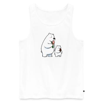 Père et fils Ours polaire avec crème glacée au chocolat à la fraise - Débardeur bio Premium Homme - blanc - Devant - AI Model Male 178 light (178cm)