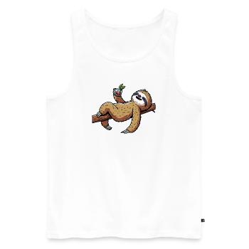 Let's Party Sloth Sloth with Drink on Branch Branch - Men's Premium Organic Tank Top - white - Front - AI Model Male 178 light (178cm)