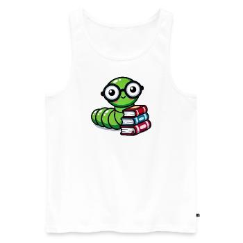 Bücherwurm Brille Bücher - Männer Premium Bio Tank Top - Weiß - Vorne - AI Model Male 178 light (178cm)