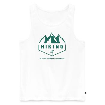 Hiking - because therapy is expensive - Männer Premium Bio Tank Top - Weiß - Vorne - AI Model Male 178 light (178cm)