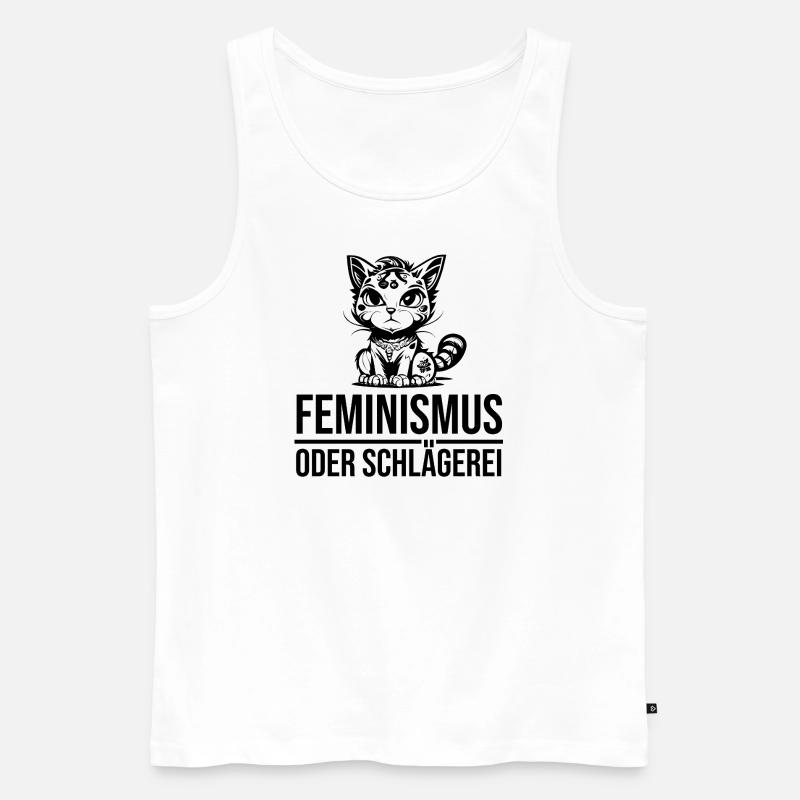 Feminismus oder Schlägerei - Männer Premium Bio Tank Top - Weiß