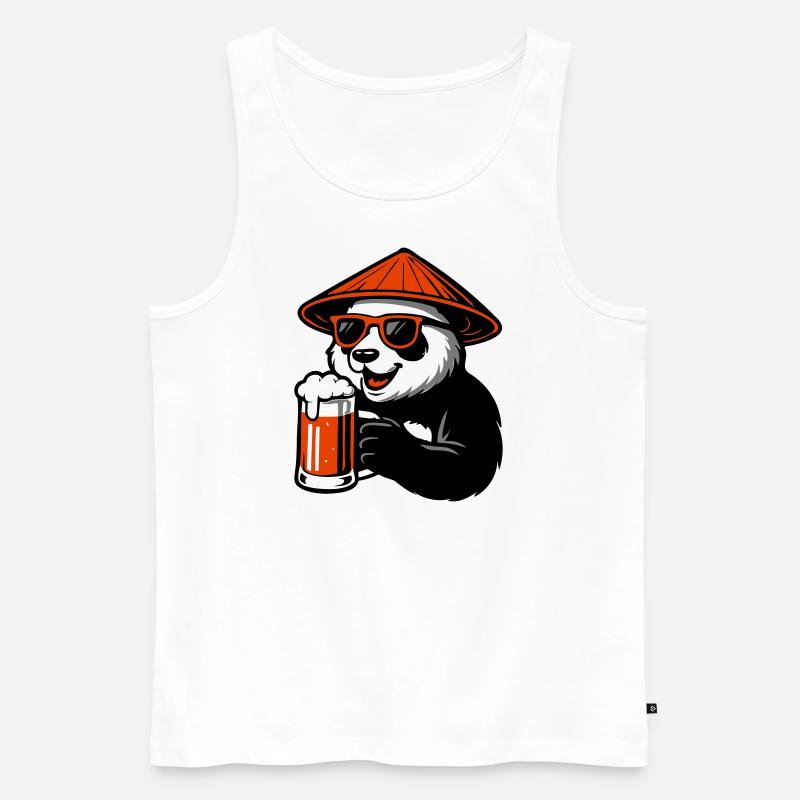 Bier trinkender Pandabär - Männer Premium Bio Tank Top - Weiß